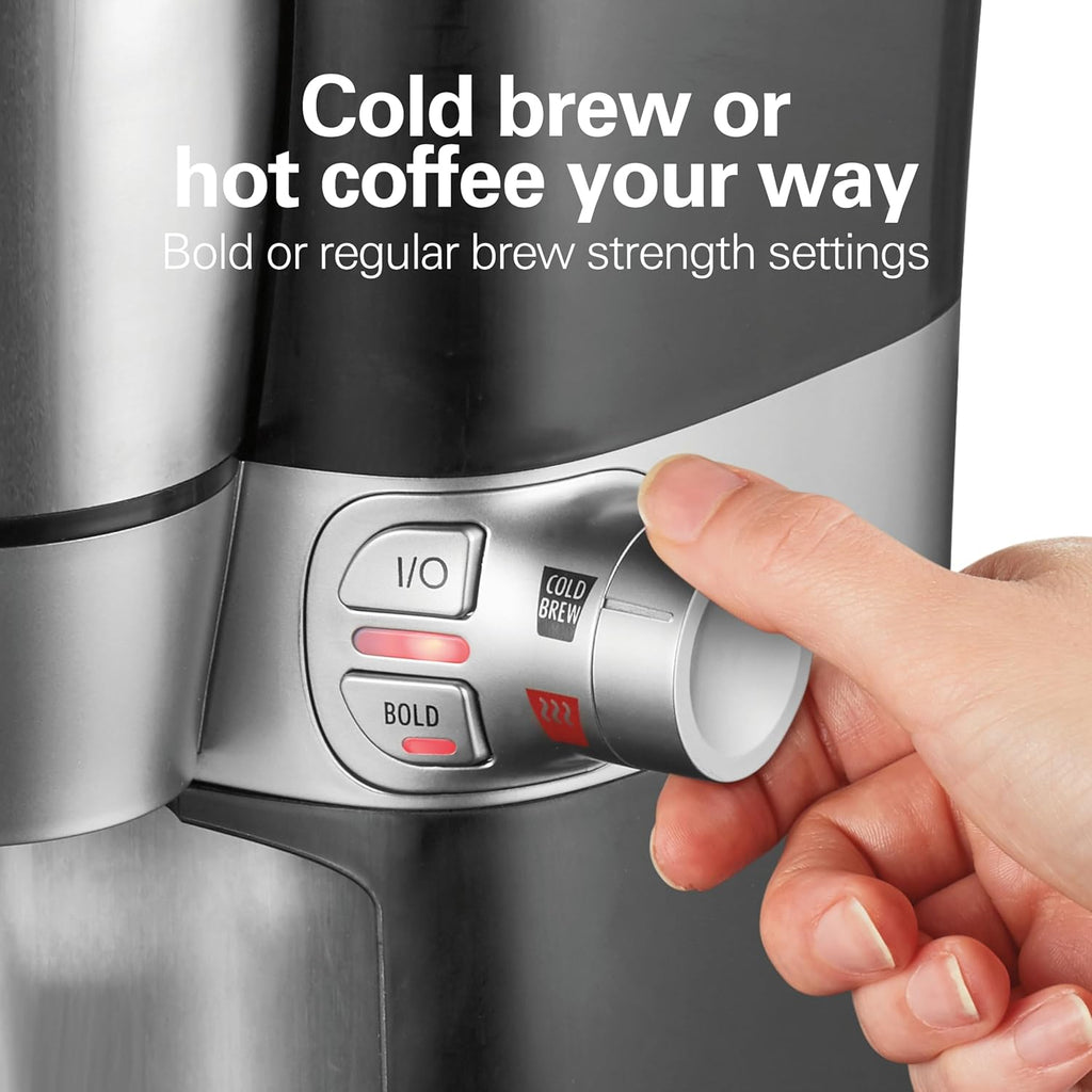 Hamilton Beach 42501 Convenient Craft Rapid Cold Brew and Hot Coffee Maker 16 oz. Capacity Single Serve Grounds Brewer, Black