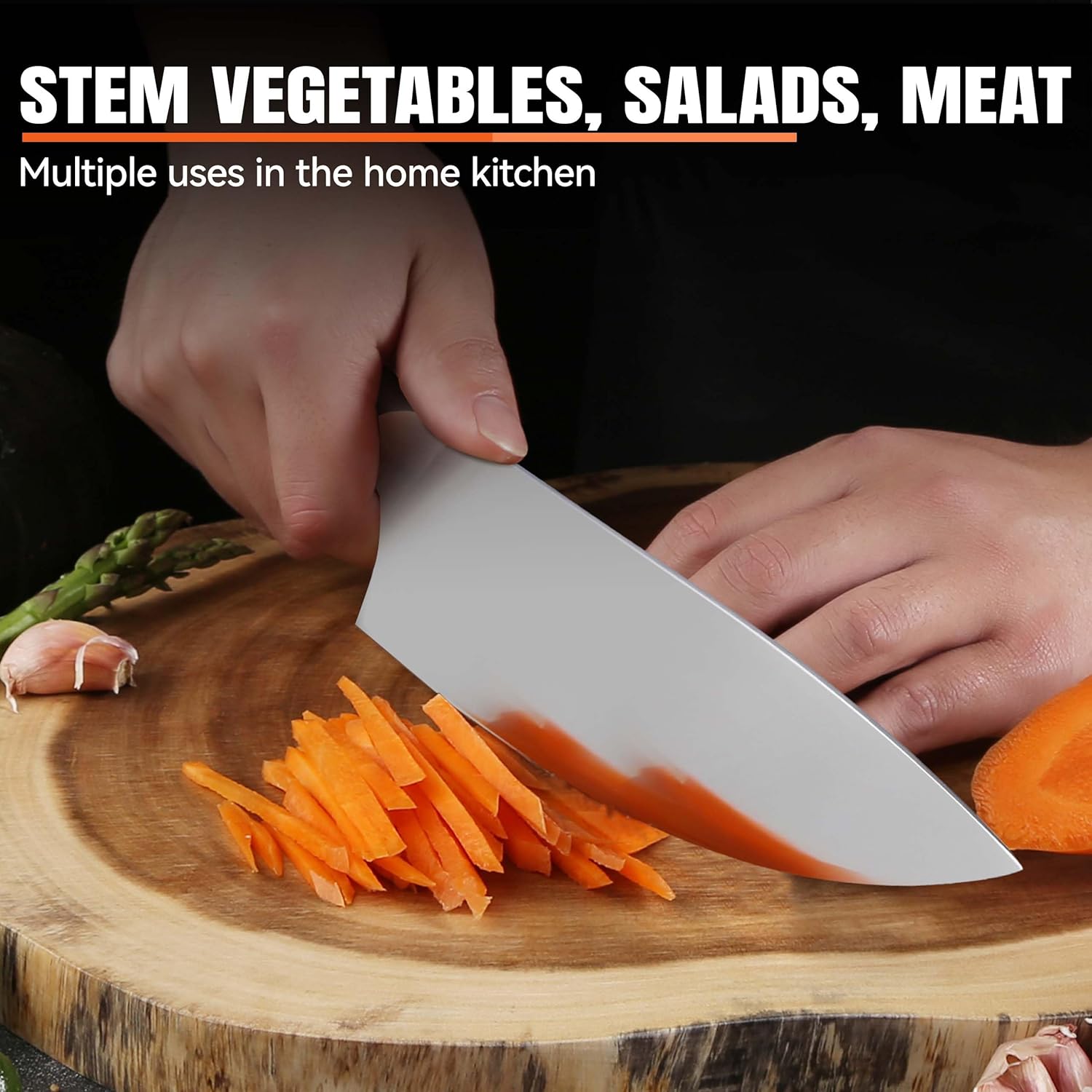 TUO Herb Rocking&Salad Knife- Vegetable Cleaver - High Carbon German Stainless Steel Kitchen Knife - Pakkawood Handle Veggie Chopper - Luxurious Gift Box Included - 7 inch - Fiery Phoenix Series