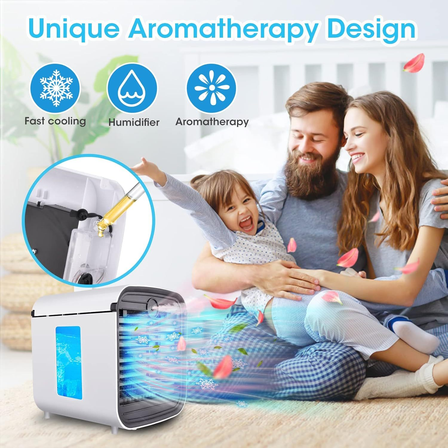 Portable USB Desktop Cooling Fan with Water Tank and Adjustable Speeds