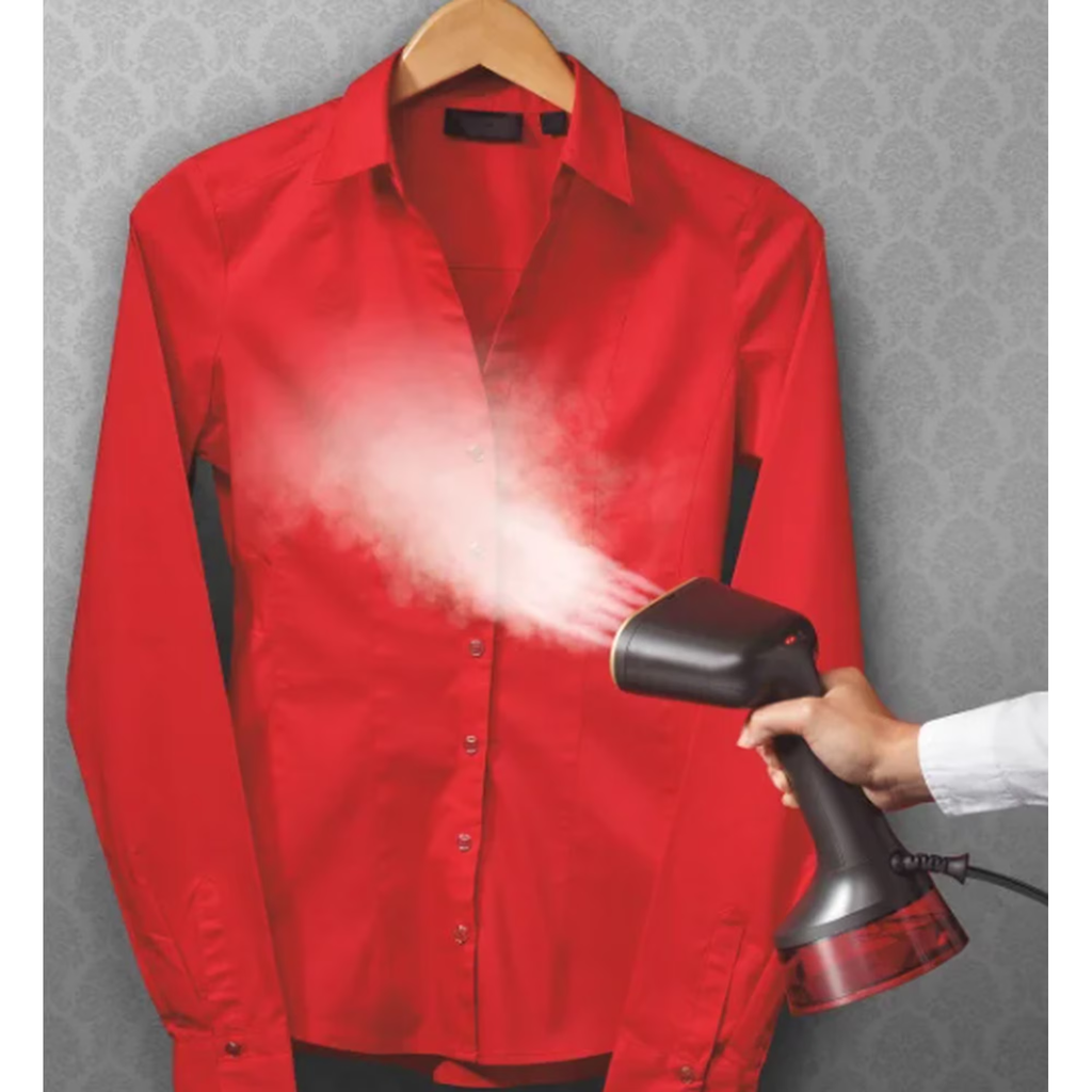 Open Box CHI Lava Handheld Garment Steamer with Ceramic Steam Plate, Detachable Water Tank & Dual Steam Modes - Black/Red