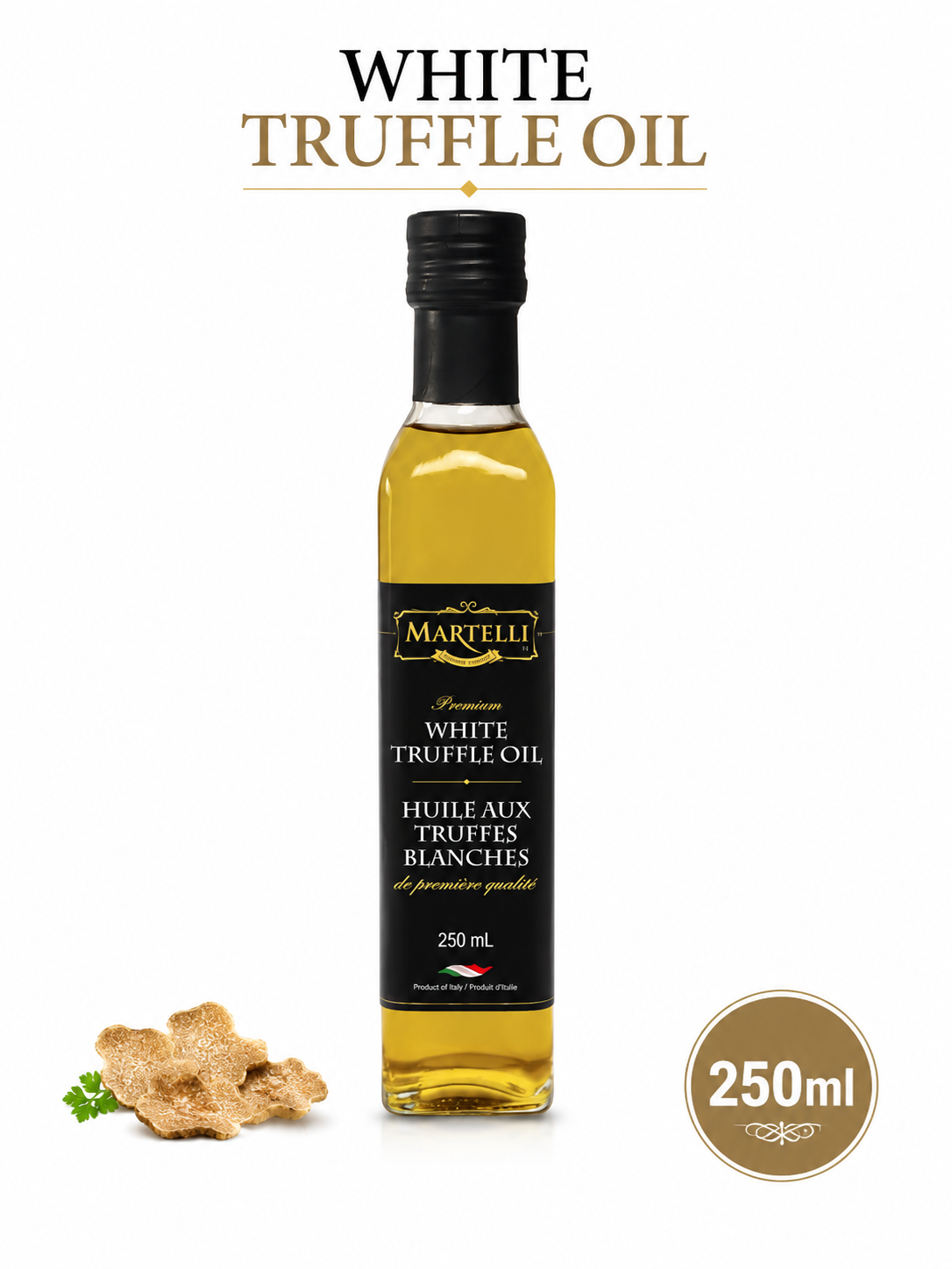 Martelli White Truffle Oil, Aromatic Finishing Oil for Pasta, Pizza, Risotto and Everyday Cooking