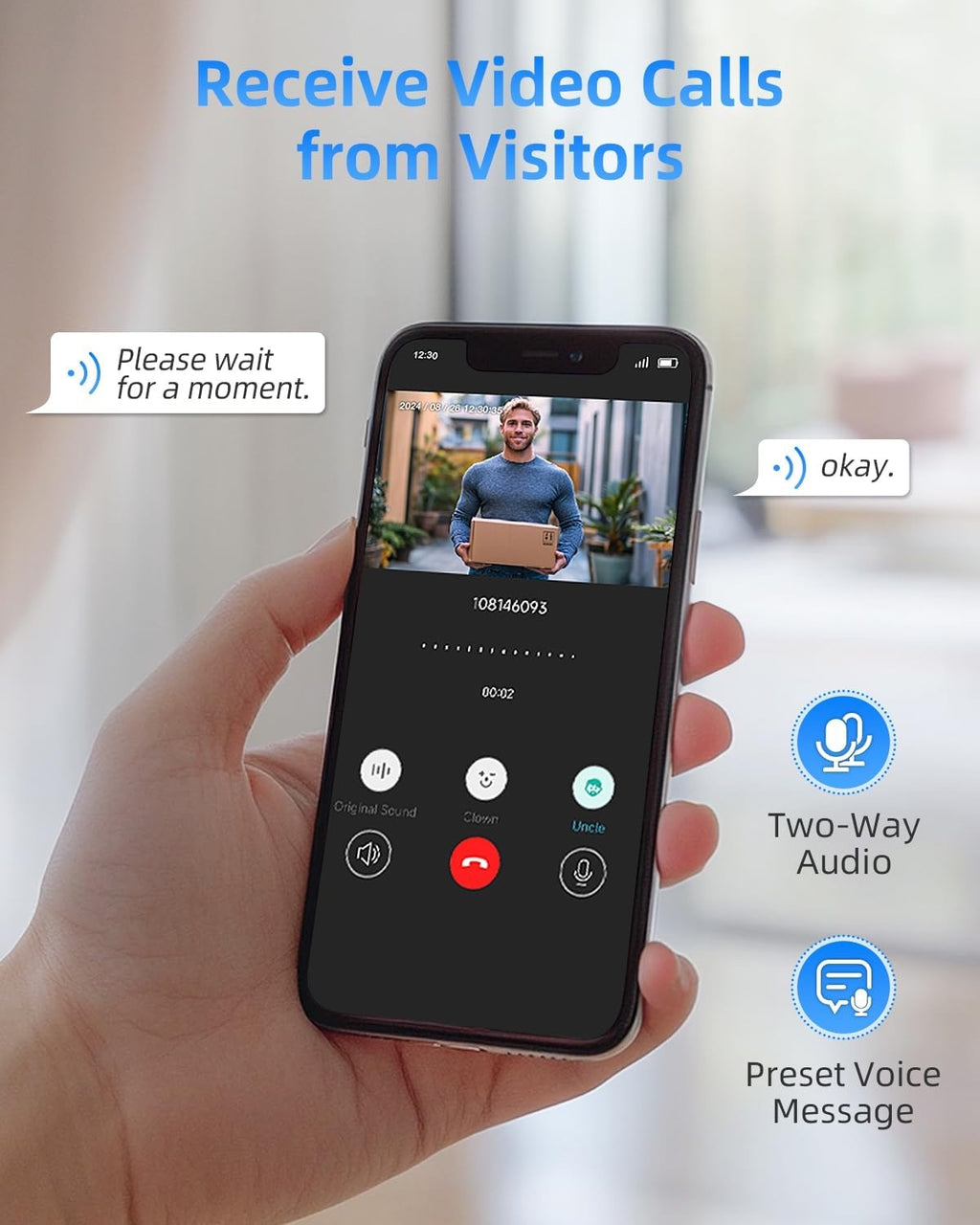 Wireless 2K Video Doorbell Camera – Smart WiFi Doorbell with PIR Motion Detection, Night Vision & Two-Way Audio