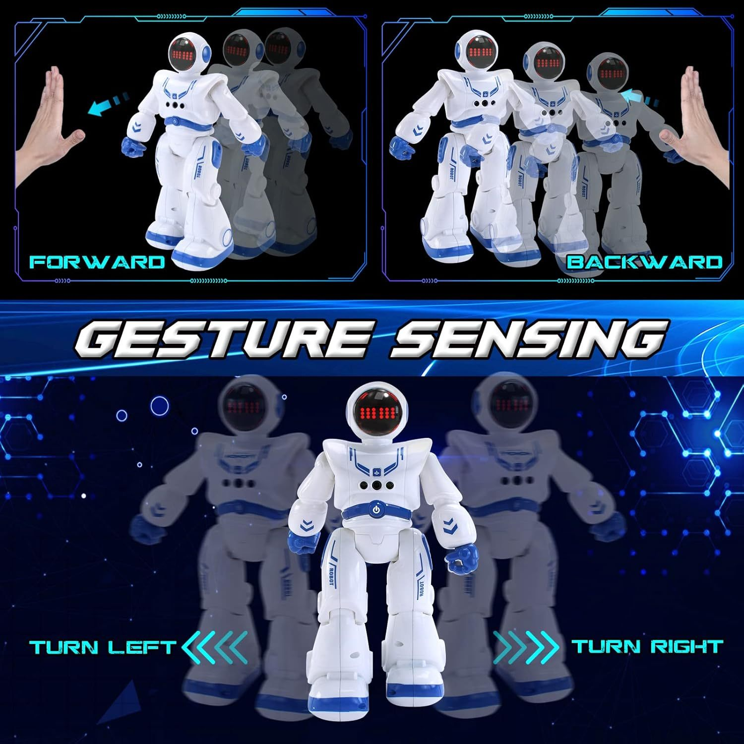 Smart Gesture Control Robot Toy for Kids – Programmable RC Dancing Robot with Music & LED Lights
