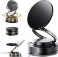 360° Adjustable Magnetic Car Phone Holder with Vacuum Suction Base, Foldable Dashboard Mount – Black