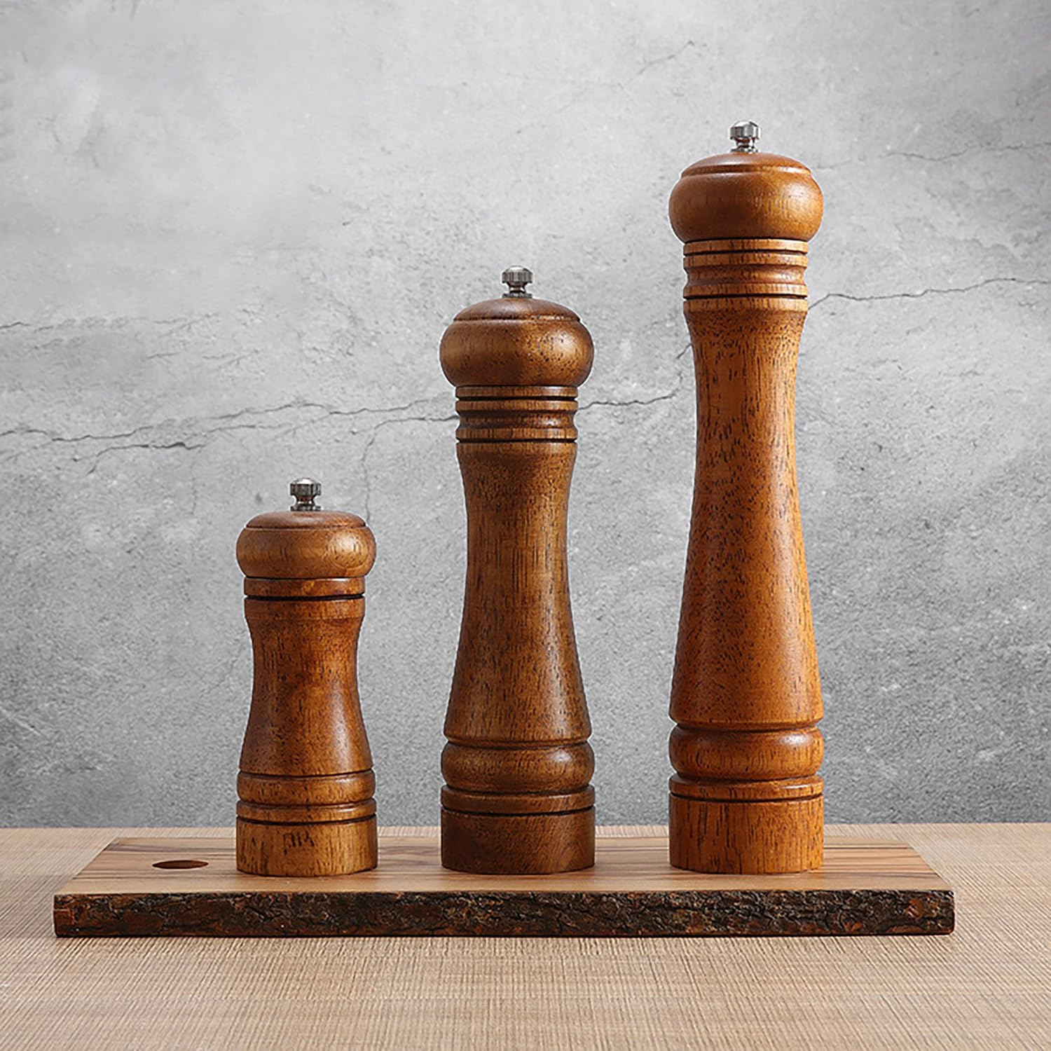 Wood Pepper Mill Grinder Adjustable Ceramic Core Salt & Pepper Grinder Refillable Oak Wood Mill 5in8in10in