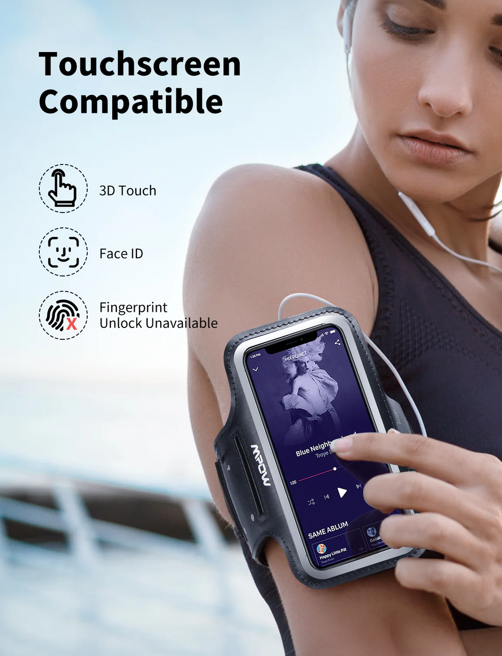 Running Phone Armband, Universal Sports Arm Band Phone Holder with Adjustable Strap, Sweat Resistant Workout Armband for Gym, Running, Cycling, Compatible with Most Smartphones