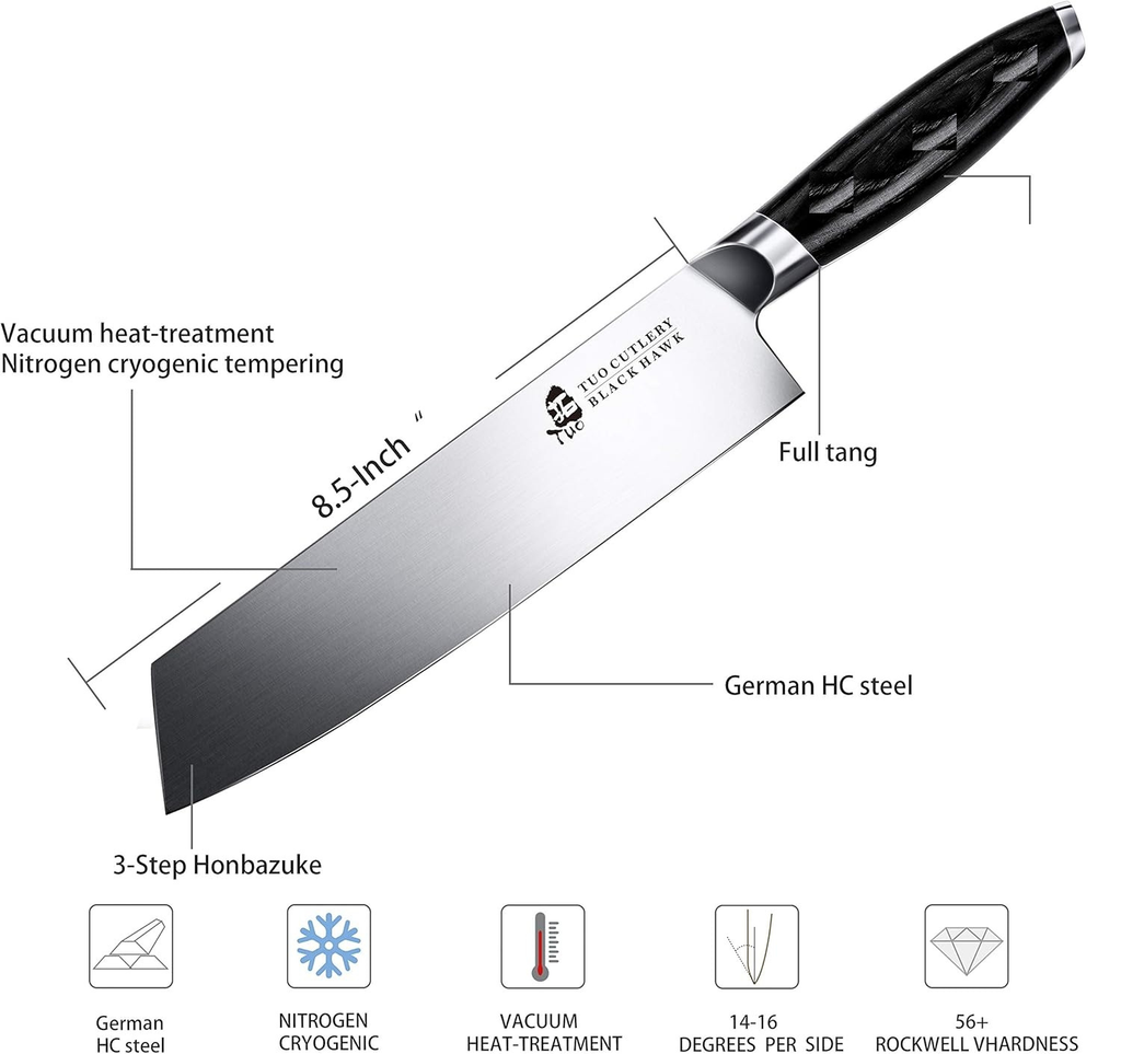 TUO Kiritsuke Knife - 8 Inch Kiritsuke Chef Knife - High Carbon German Steel with Gift Box