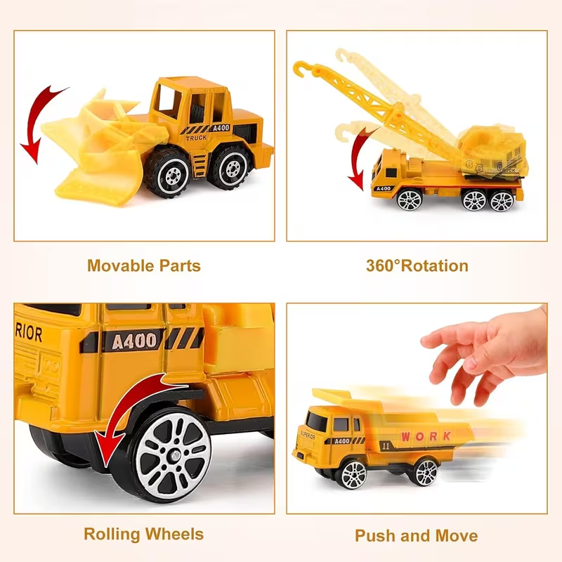 Construction Toys 44pcs for Kids, Engineering Construction Vehicle Truck Toys Set, Car Race Track Parking Lot, Crane, Excavator Car Garage Toys Gifts for Boys Toddlers 3 4 5 Years Old Good Christmas Gift