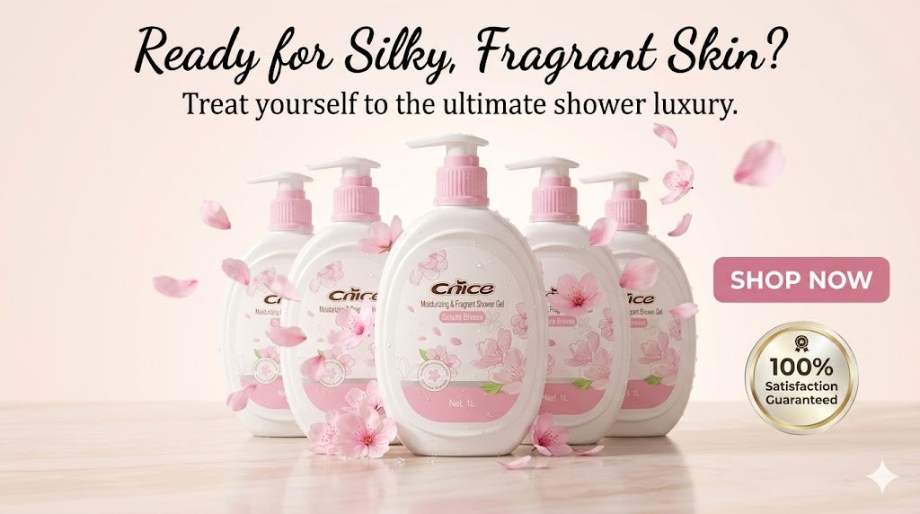 Cnice Floral Scent Body Wash, 1L Cherry Blossom Fragrance Shower Gel, Gentle Daily Cleansing Body Wash for Smooth & Fresh Skin Feel