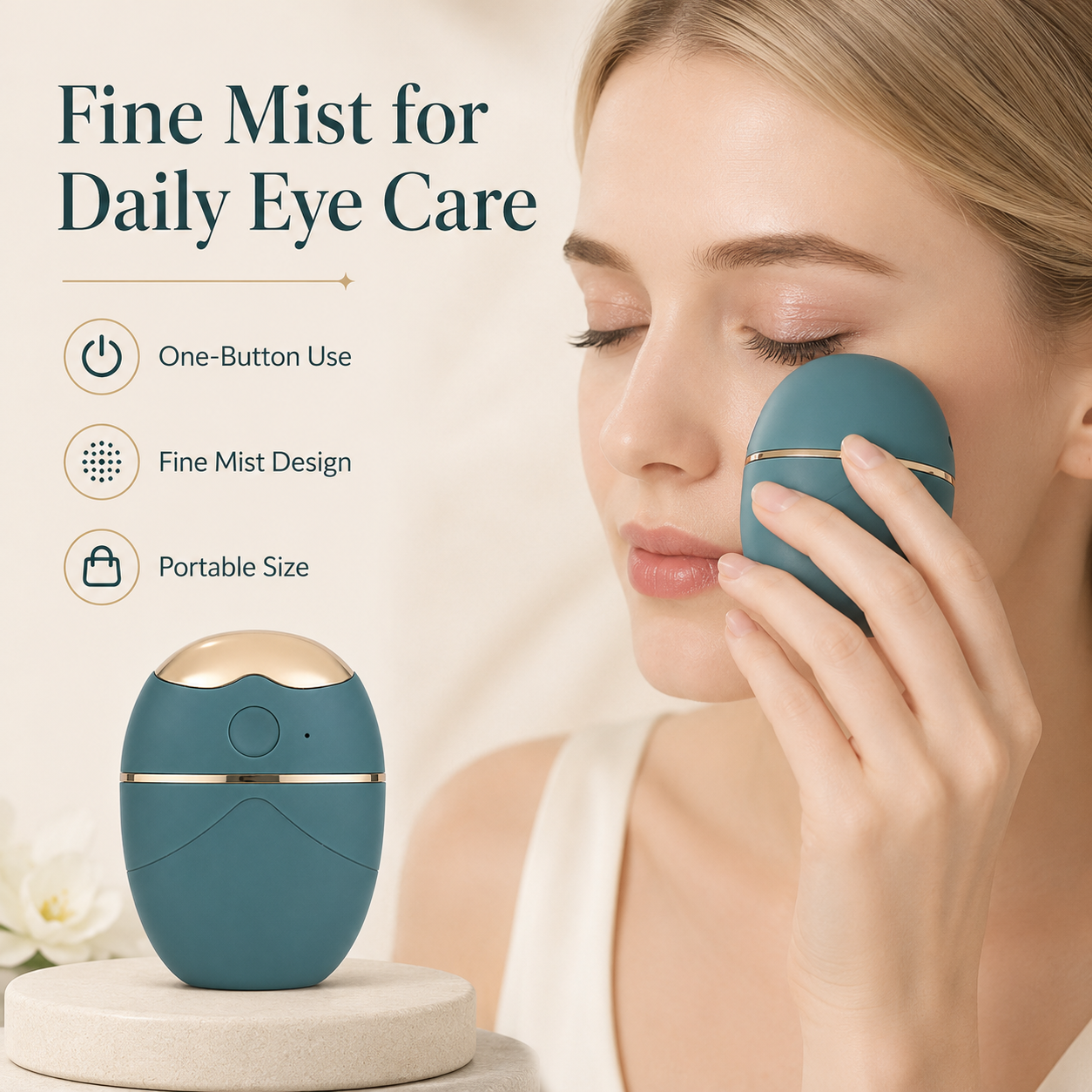 Portable Multi-Function Eye Care Device with Fine Mist, Warm Compress, 3 Heat Settings and USB Rechargeable Design