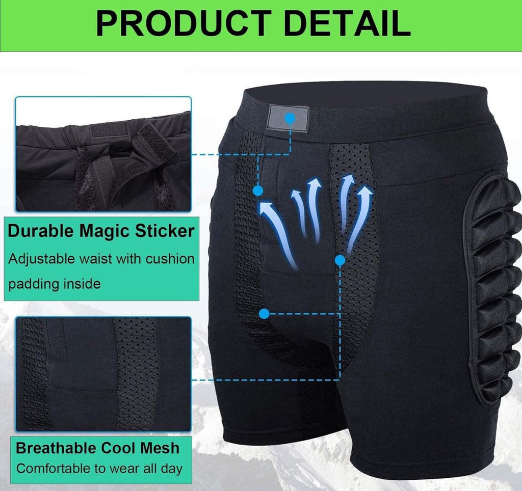 Adult 3D Padded Protective Shorts for Skiing, Snowboarding & Skating