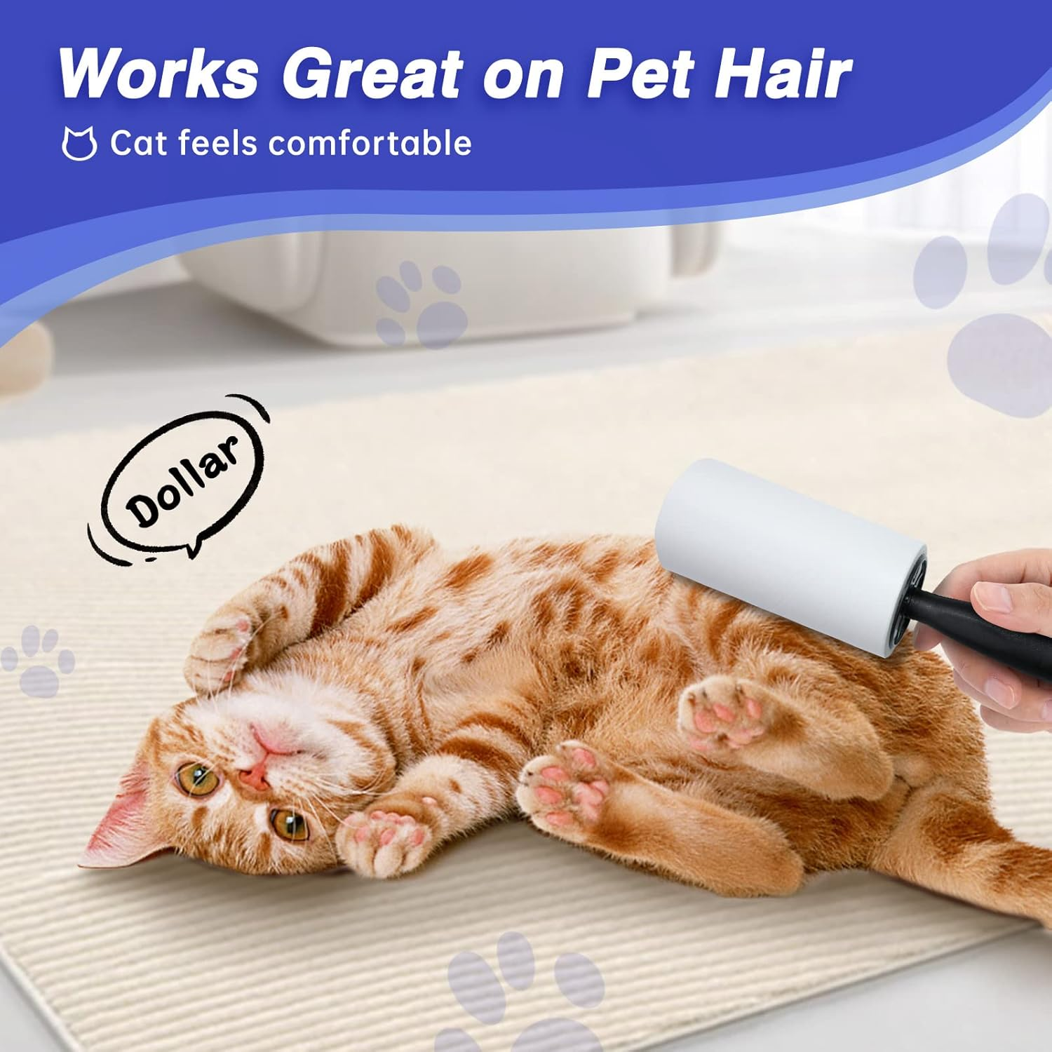 RAINBEAN Extra Sticky Lint Roller Set 540 Sheets with 6 Refills & 2 Handles, Pet Hair Remover for Clothes Furniture Carpet