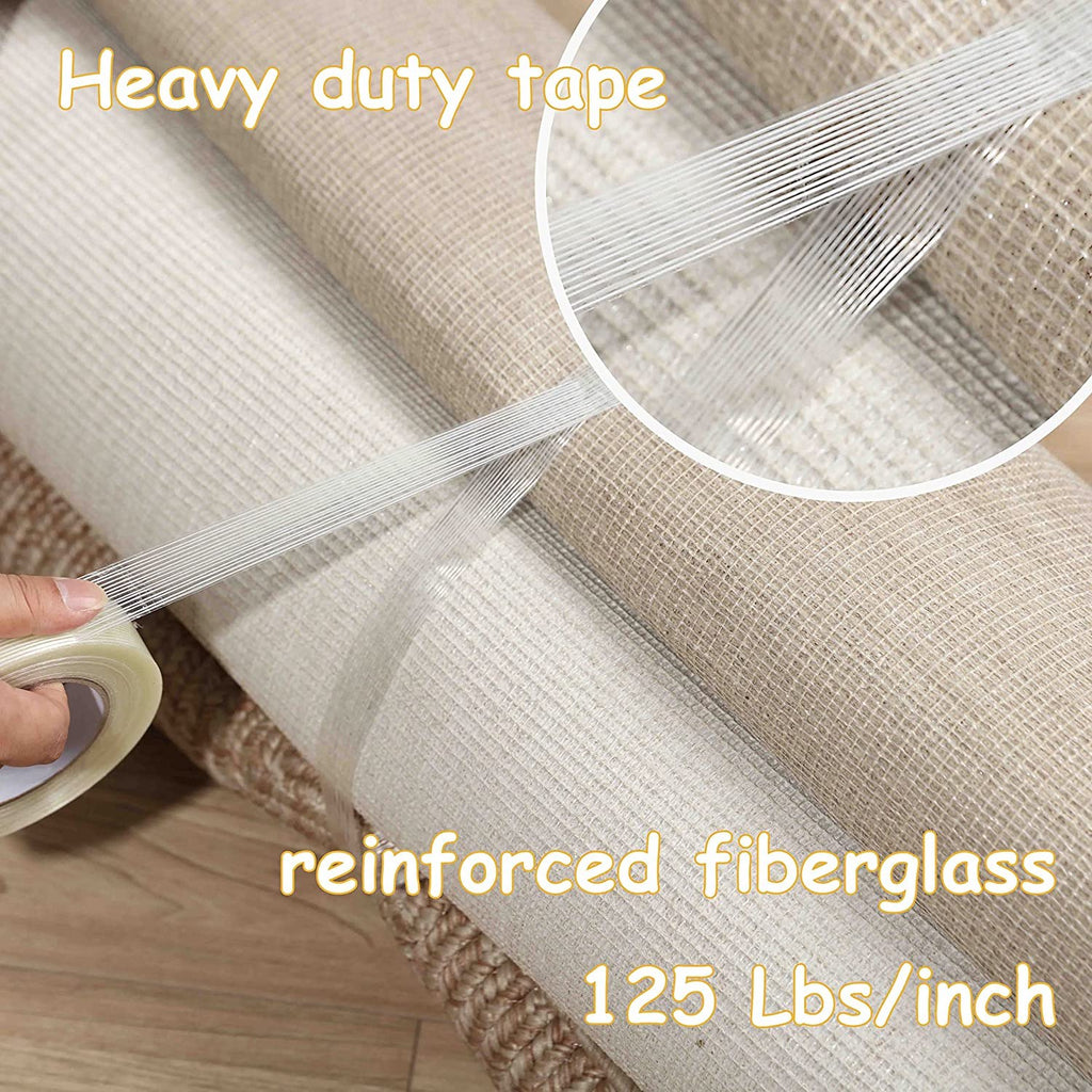 Bomei Pack 1-Inch Fiberglass Reinforced Filament Tape, 25 m per Roll, 10-Roll Pack, Clear Mesh Tape for Packing, Bundling and Repairs (B05023)