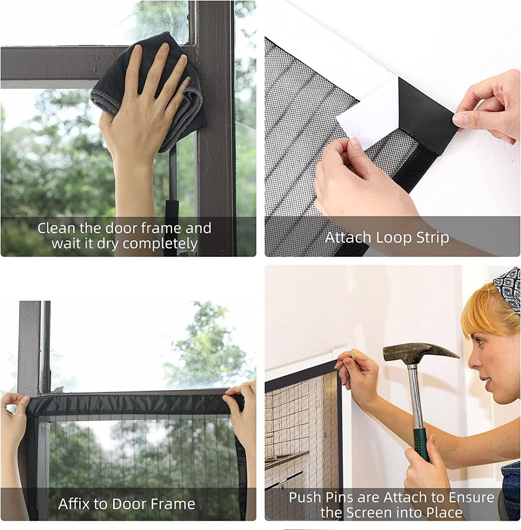 Magnetic Screen Door 39”×83” – Hands-Free Mesh Curtain with Full Frame Velcro & Auto Close
