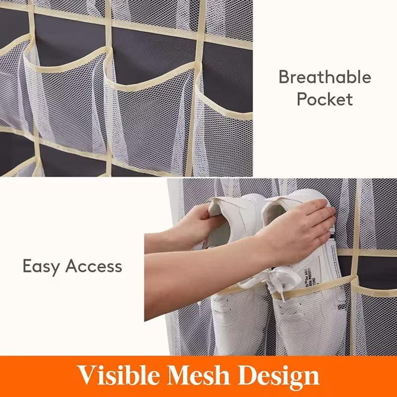 Over The Door Hanging Organizer – 24 Pocket Storage Bag for Shoes, Socks and Accessories