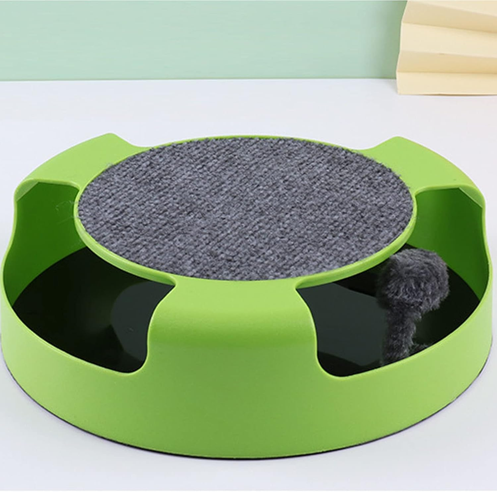 2-in-1 Interactive Cat Toy with Rotating Mouse & Scratching Pad