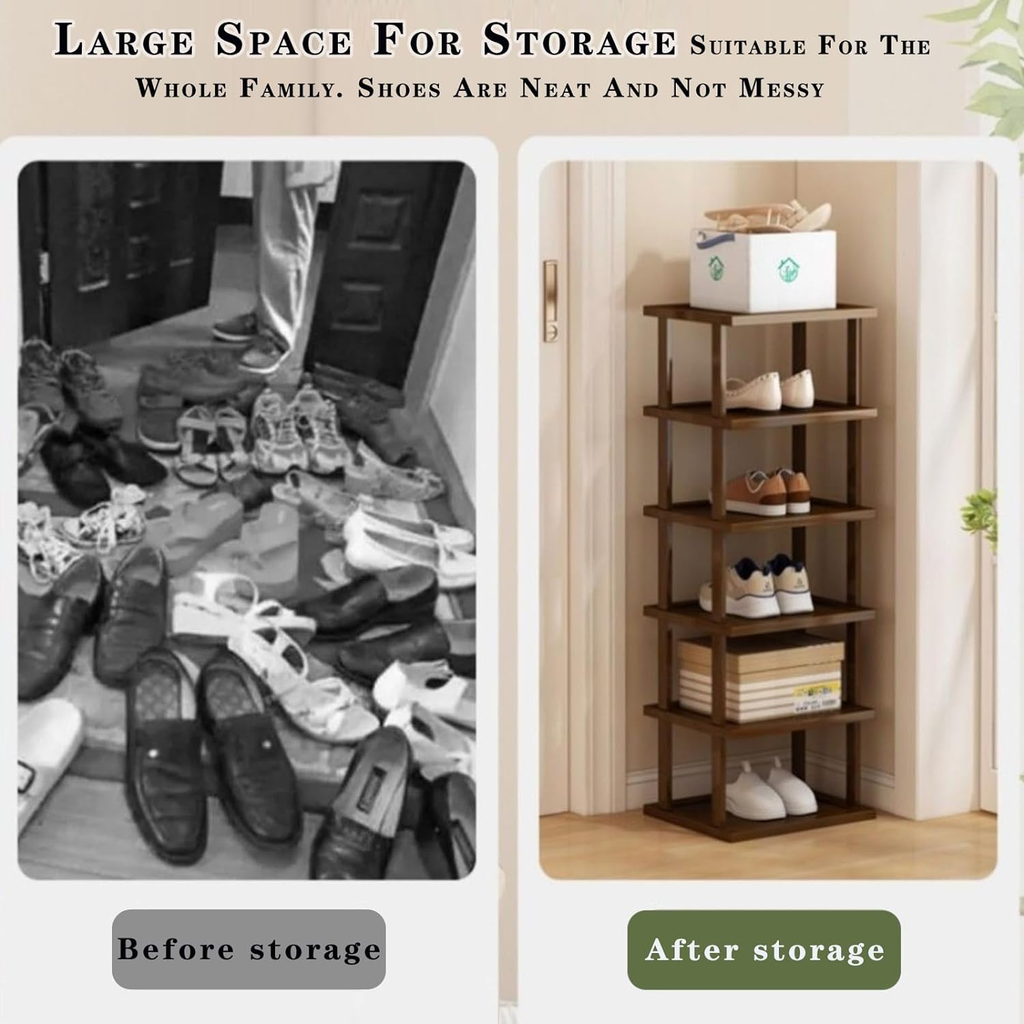 12-Tier Bamboo Shoe Rack – Stackable Freestanding Shoe Storage Organizer