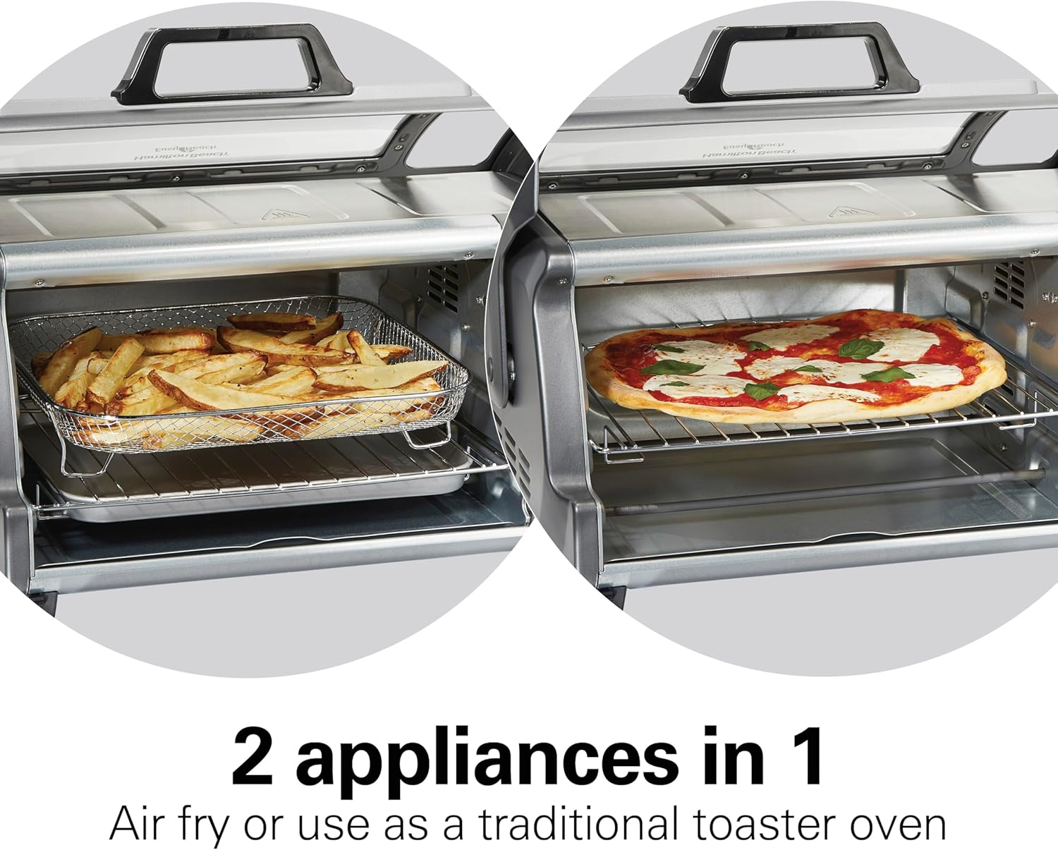 Open Box Hamilton Beach Sure-Crisp Air Fryer Toaster Oven with Easy Reach Door, 6-Slice Capacity, Bake, Broil & Toast Functions - Stainless Steel