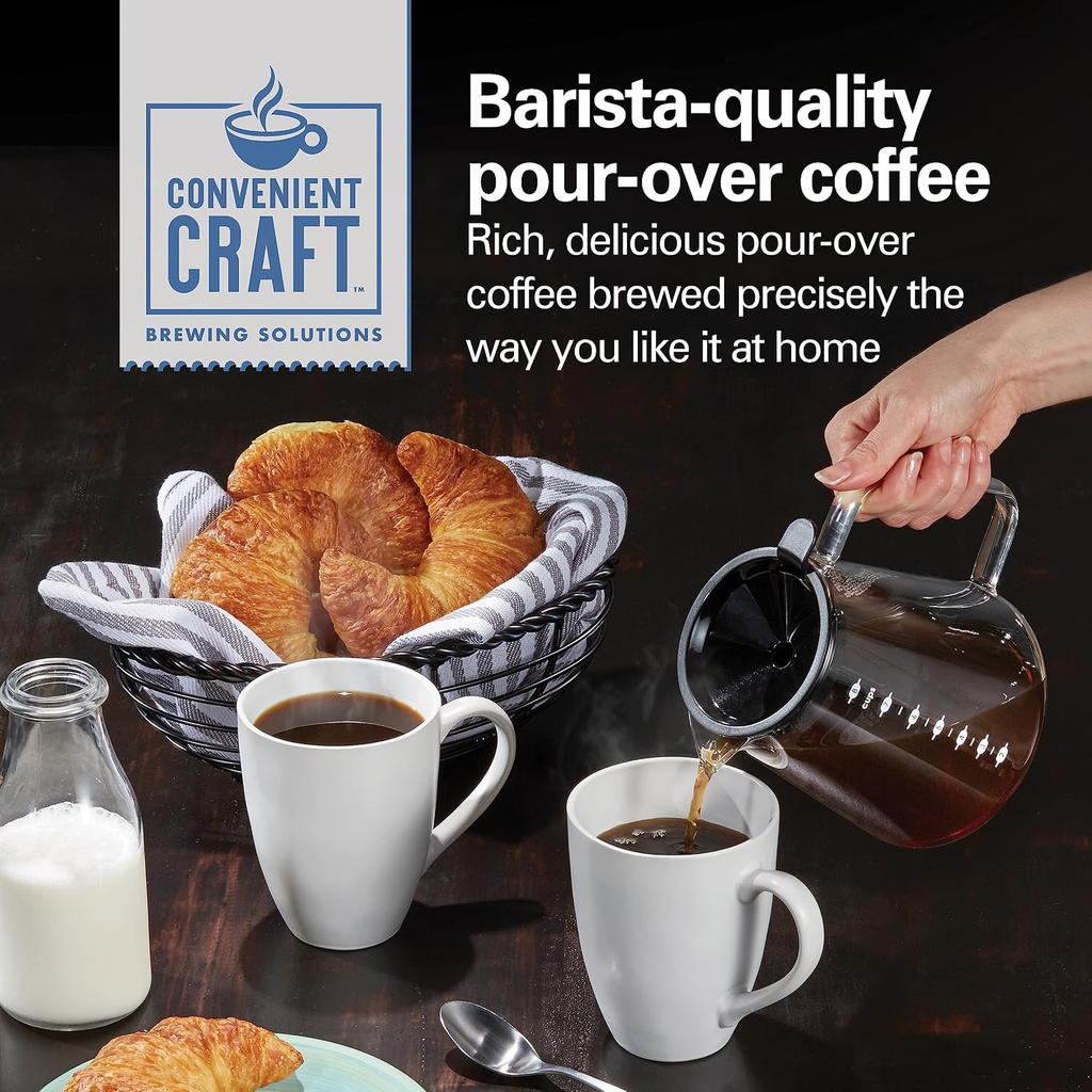 Hamilton Beach 46700 Convenient Craft Programmable Automatic or Manual Pour Over Coffee Dripper Brewer with 5 Strengths and Integrated Scale, 8 Cups, WHITE