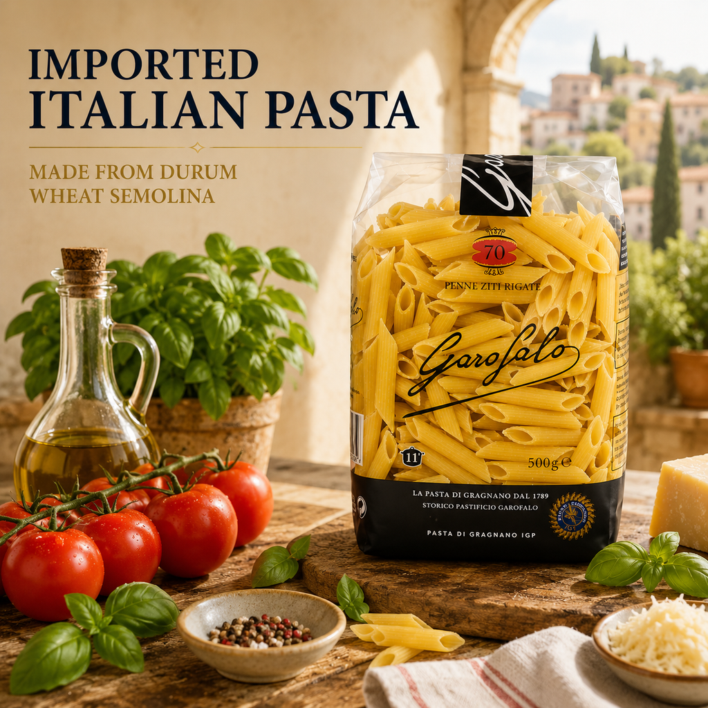 Penne Rigate Pasta, 2-Pack Durum Wheat Semolina Pasta, Italian Style Tube Pasta, 500g Each