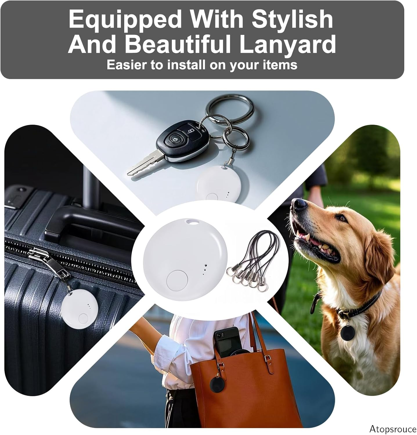 Bluetooth Item Tracker 4 Pack – Smart Key Finder Compatible with Apple Find My, GPS Locator for Keys, Wallet, Luggage & Pets