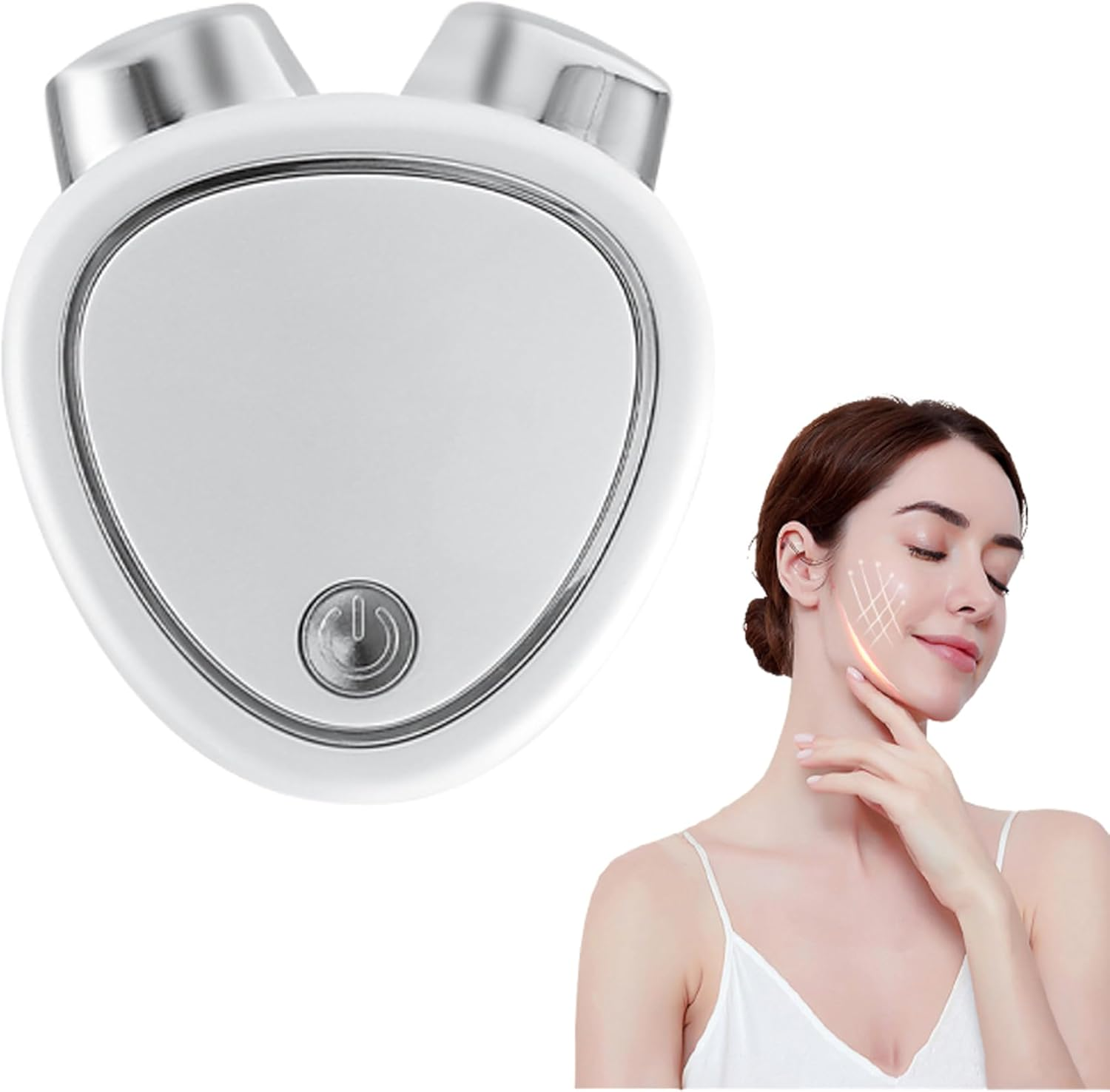 Skindion Levantamiento Facial, Skindion - Skindion Levantamiento Facial Con Microcorriente Antiarrugas, Rouleau de dispositif facial à microcourant, Mini masseur à rouleau USB, Anti-âge (White)