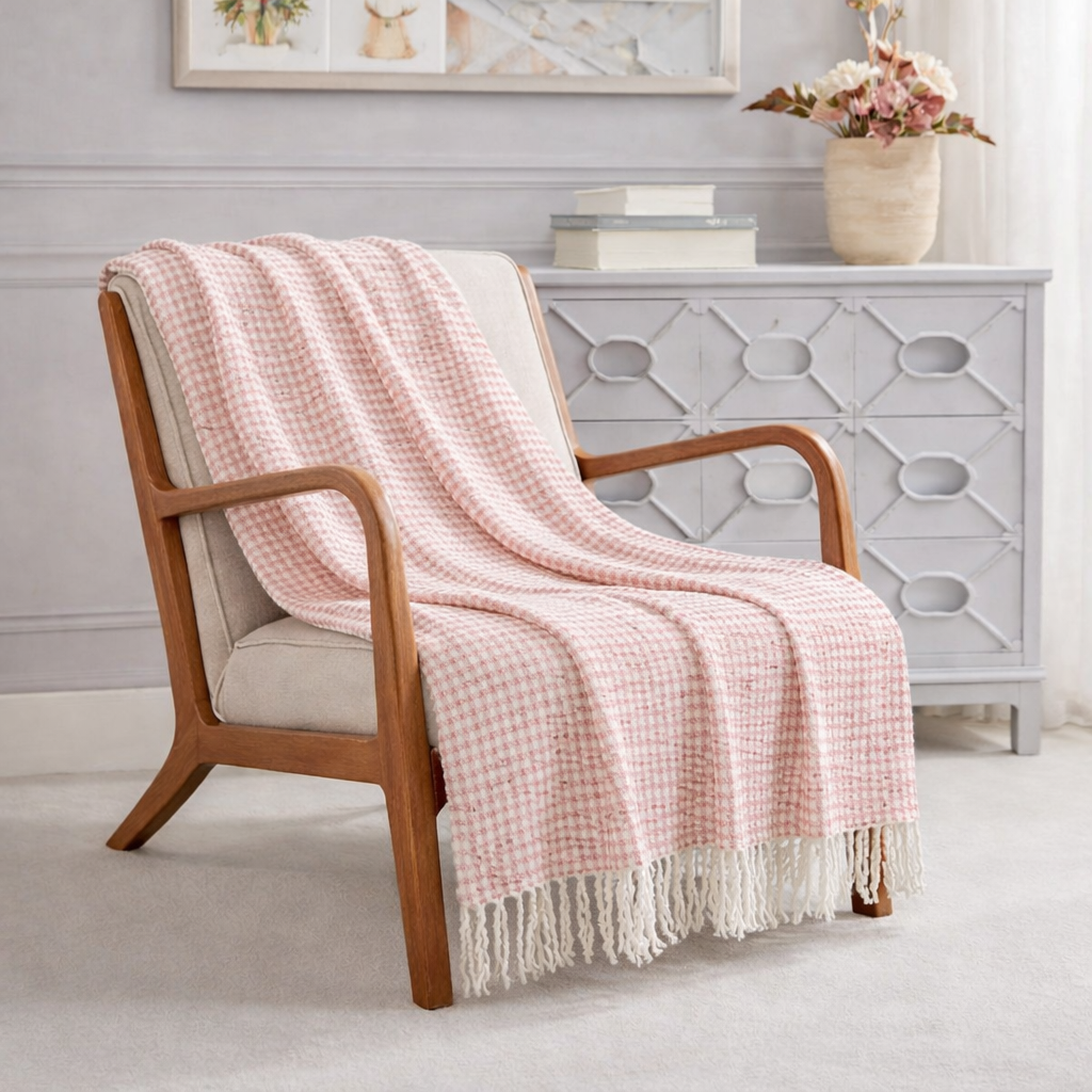 Bourina 100% Acrylic Throw Blanket – Soft Lightweight Couch & Bed Blanket, Decorative Knit, 50 x 60 Inches