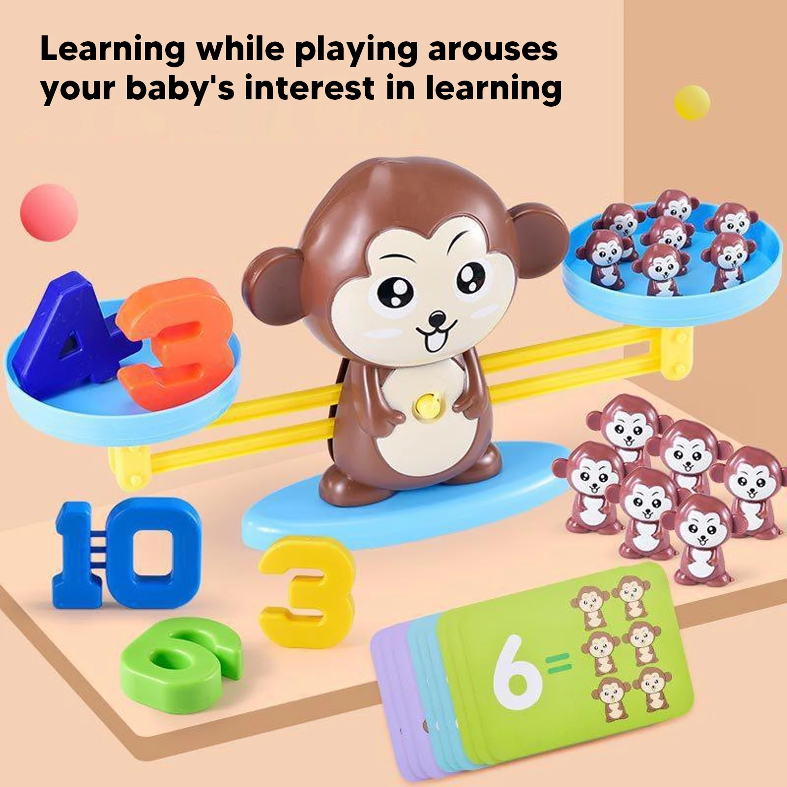 Monkey Balance Math Game, Math Counting Toys Fun Easy To Install For Kids For Home