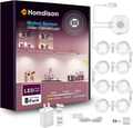 8-Pack LED Under-Cabinet Puck Lights with Motion Sensor, USB-Powered Cabinet and Closet Lighting, 3 Colour Modes, White