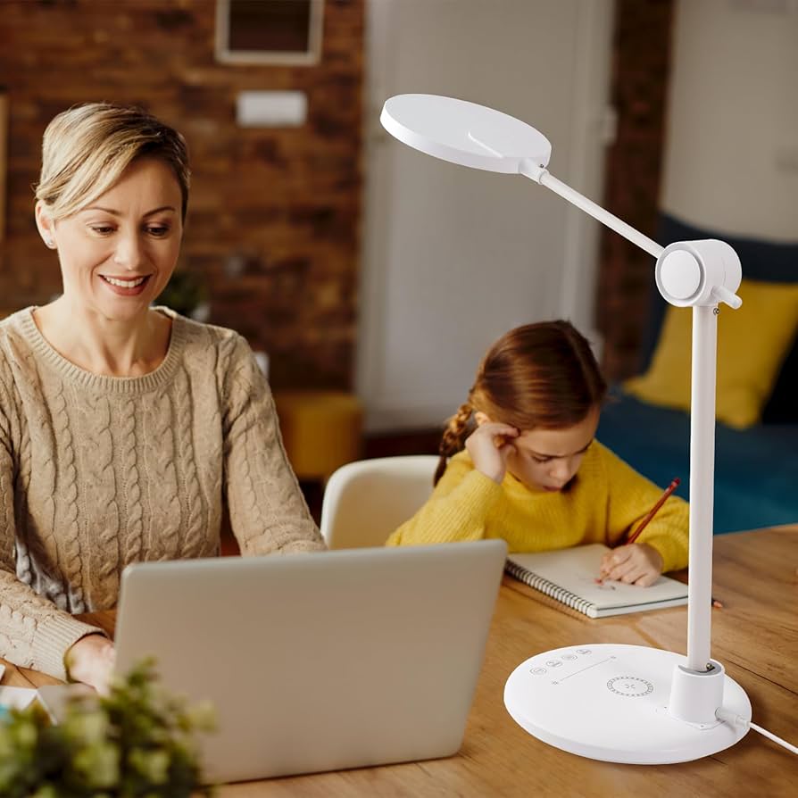 3-in-1 LED Desk Lamp with Wireless Charging Base & Adjustable Brightness for Study, Reading & Office Use