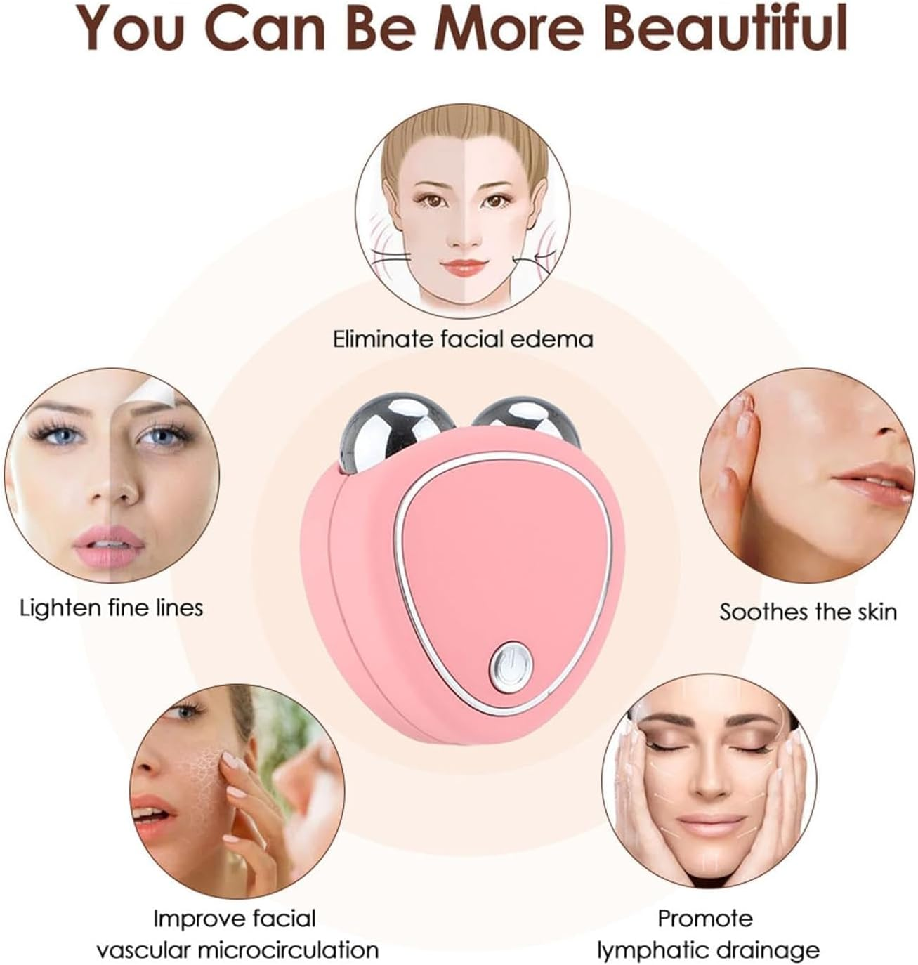 Skindion Levantamiento Facial, Skindion - Skindion Levantamiento Facial Con Microcorriente Antiarrugas, Rouleau de dispositif facial à microcourant, Mini masseur à rouleau USB, Anti-âge (White)