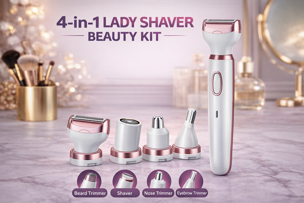 Elorixa Shaver, Smooth Shave Pro for Women, Eviay Premium Shaver, Elorixa Electric Shaver Women, 4 in 1 Hair Trimmer Women, Wet & Dry Use, for Armpit, Private Parts, Legs, Arms (Pink)