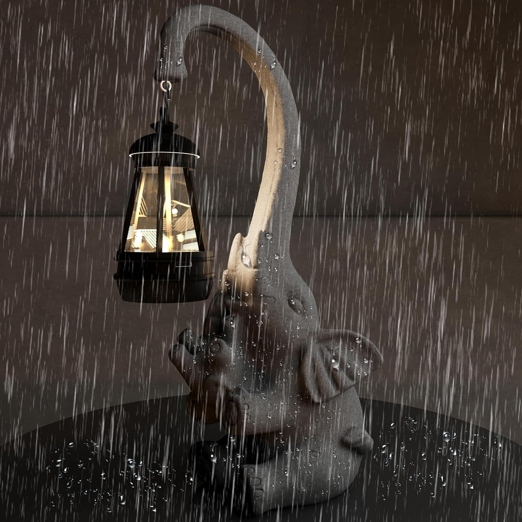 Solar Garden Statue Lights, Outdoor Elephant Resin Figurine Lights for Patio, Balcony, Lawn, Yard Decoration, Garden Sculpture Gifts for Women, Men or Children, Unique Housewarming Gifts (Chest)