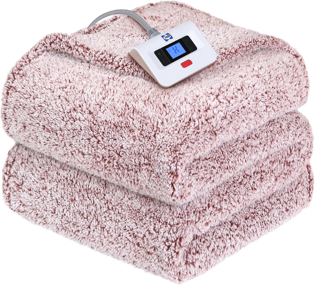 Sealy Sherpa Electric Heated Blanket with 10 Heat Settings & Auto Shut-Off – Twin & Full