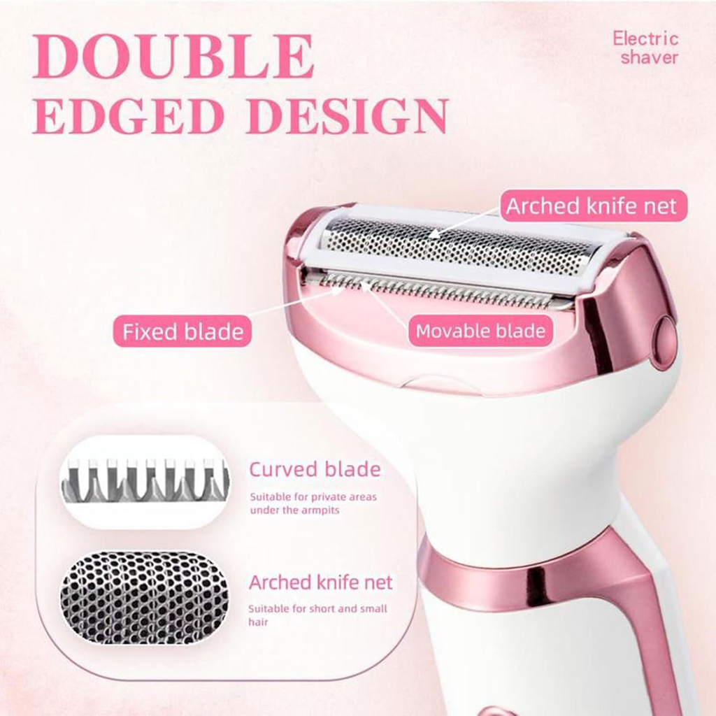 Elorixa Shaver, Smooth Shave Pro for Women, Eviay Premium Shaver, Elorixa Electric Shaver Women, 4 in 1 Hair Trimmer Women, Wet & Dry Use, for Armpit, Private Parts, Legs, Arms (Pink)