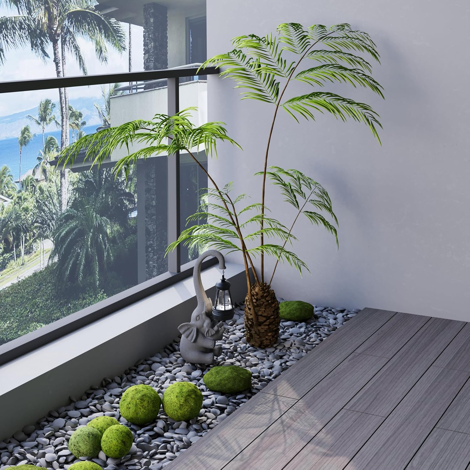 Solar Garden Statue Lights, Outdoor Elephant Resin Figurine Lights for Patio, Balcony, Lawn, Yard Decoration, Garden Sculpture Gifts for Women, Men or Children, Unique Housewarming Gifts (Chest)