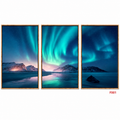 F001 3-Piece Aurora Landscape Wall Art Set, 60 x 40 cm Each