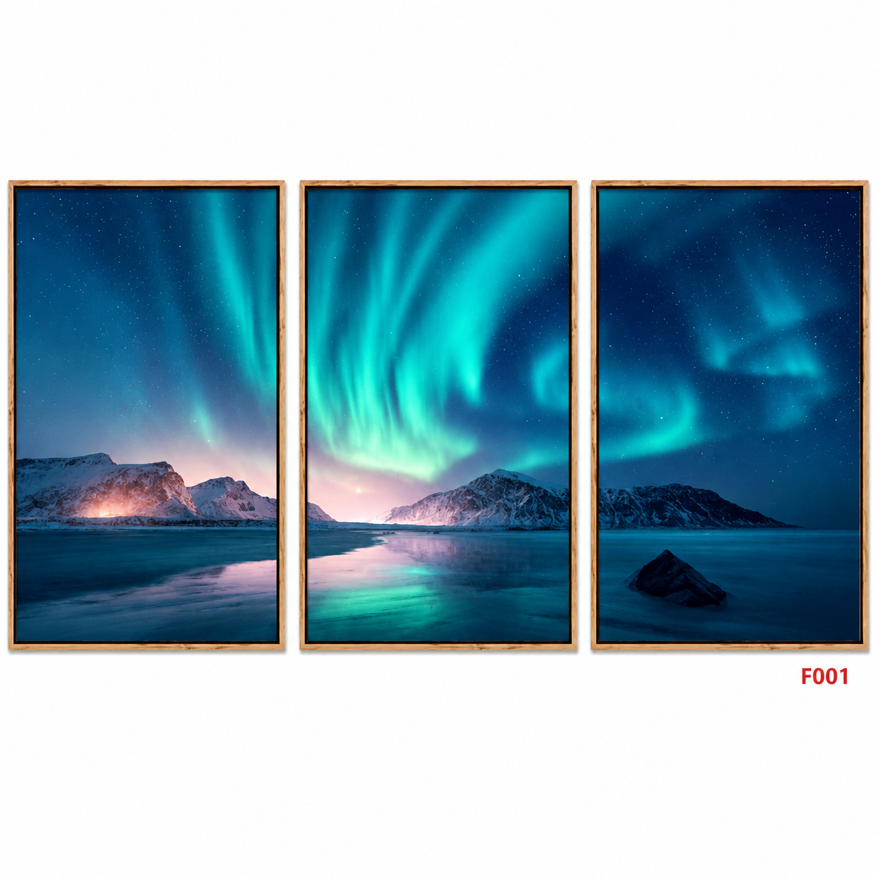 F001 3-Piece Aurora Landscape Wall Art Set, 60 x 40 cm Each