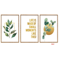 F007 3-Piece Botanical Quote Wall Art Set, 60 x 40 cm Each