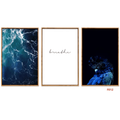 F012 3-Piece Deep Blue Nature Wall Art Set, 60 x 40 cm Each