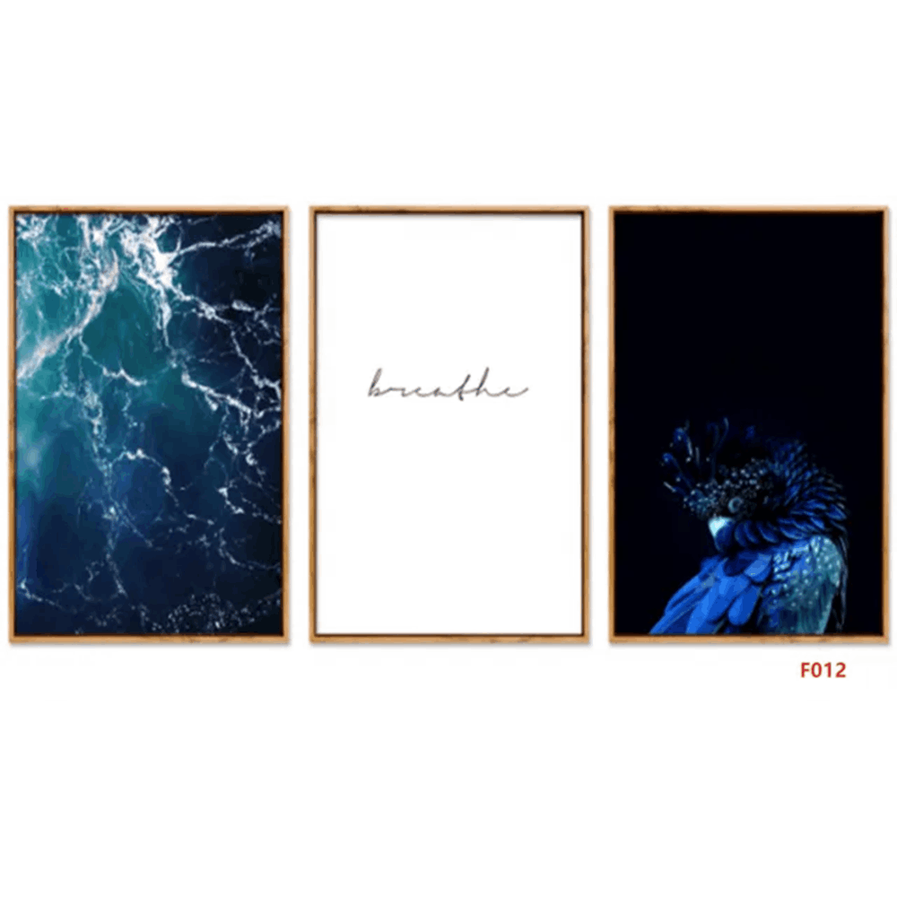 F012 3-Piece Deep Blue Nature Wall Art Set, 60 x 40 cm Each