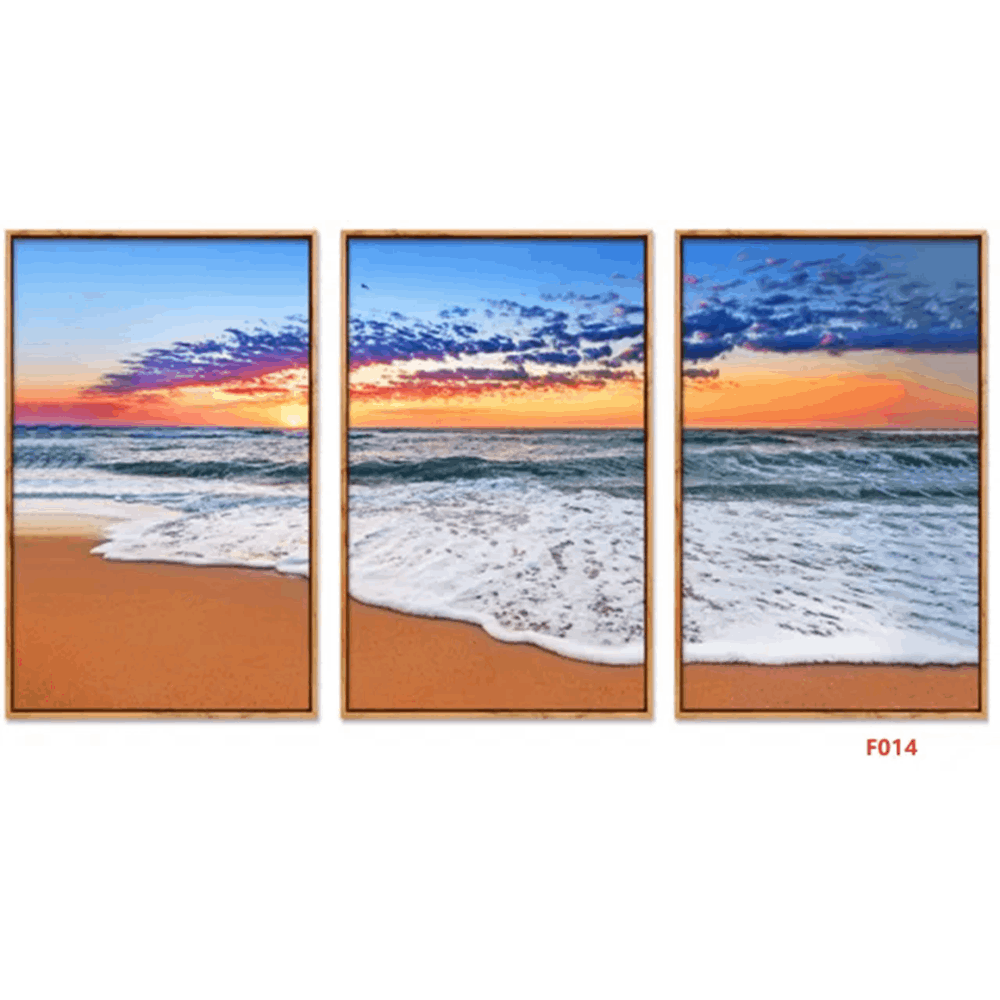 F014 3-Piece Sunset Beach Wall Art Set, 60 x 40 cm Each