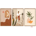 F016 3-Piece Boho Botanical Wall Art Set, 60 x 40 cm Each