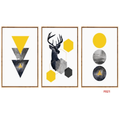F021 3-Piece Geometric Deer Wall Art Set, 60 x 40 cm Each