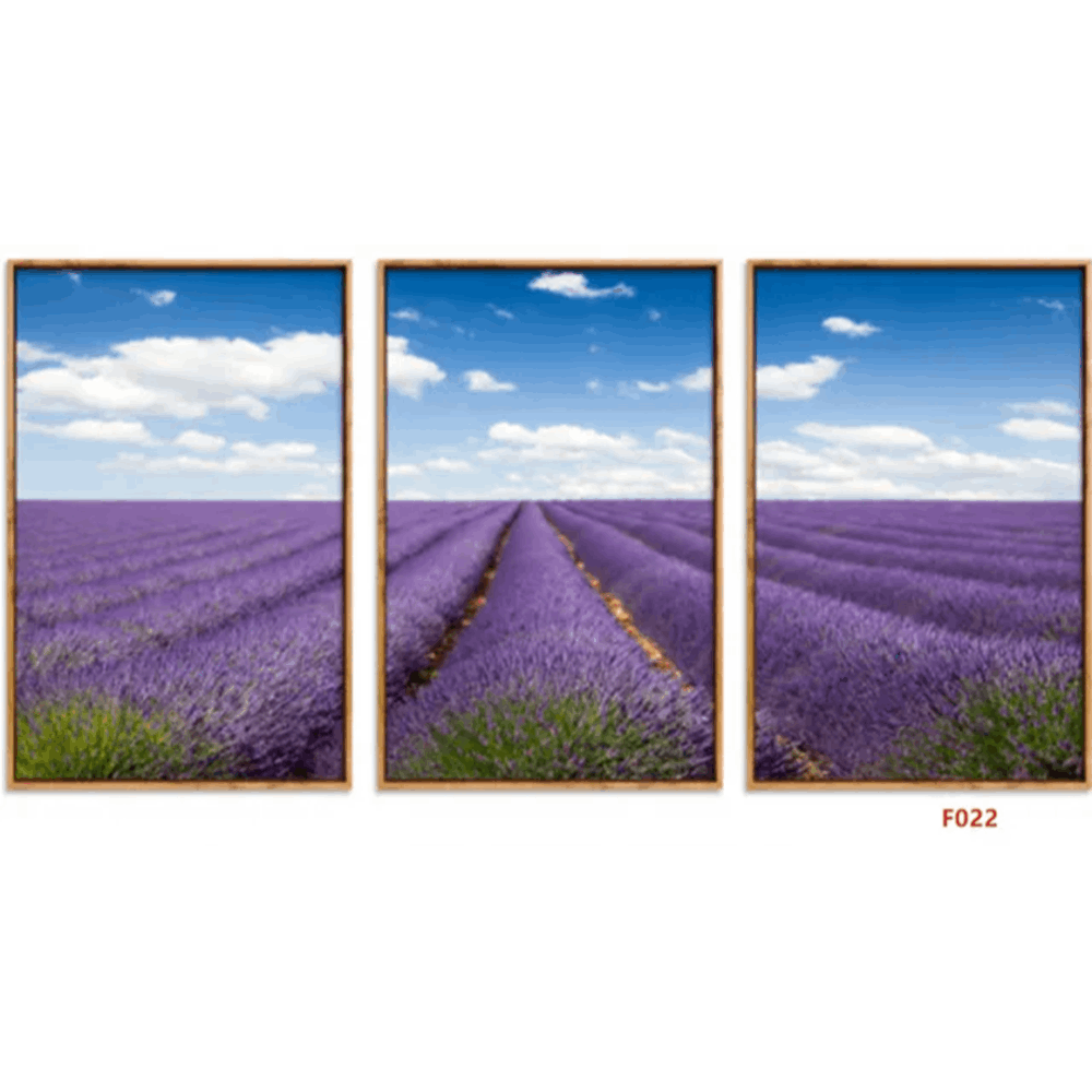F022 3-Piece Lavender Field Landscape Wall Art Set, 60 x 40 cm Each