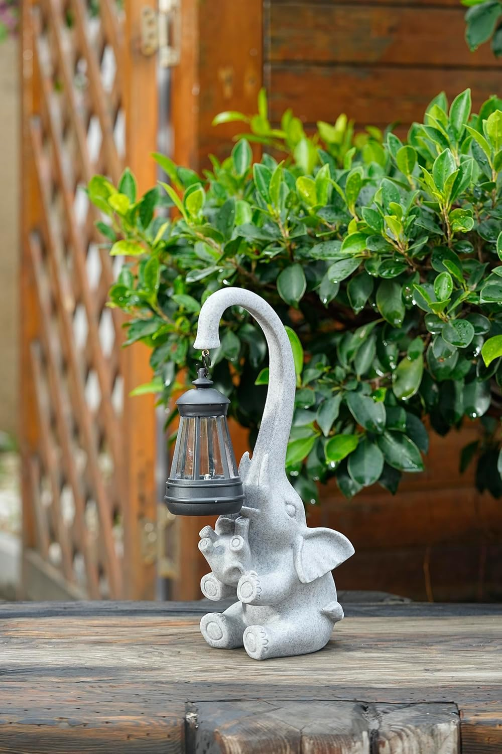 Solar Garden Statue Lights, Outdoor Elephant Resin Figurine Lights for Patio, Balcony, Lawn, Yard Decoration, Garden Sculpture Gifts for Women, Men or Children, Unique Housewarming Gifts (Chest)