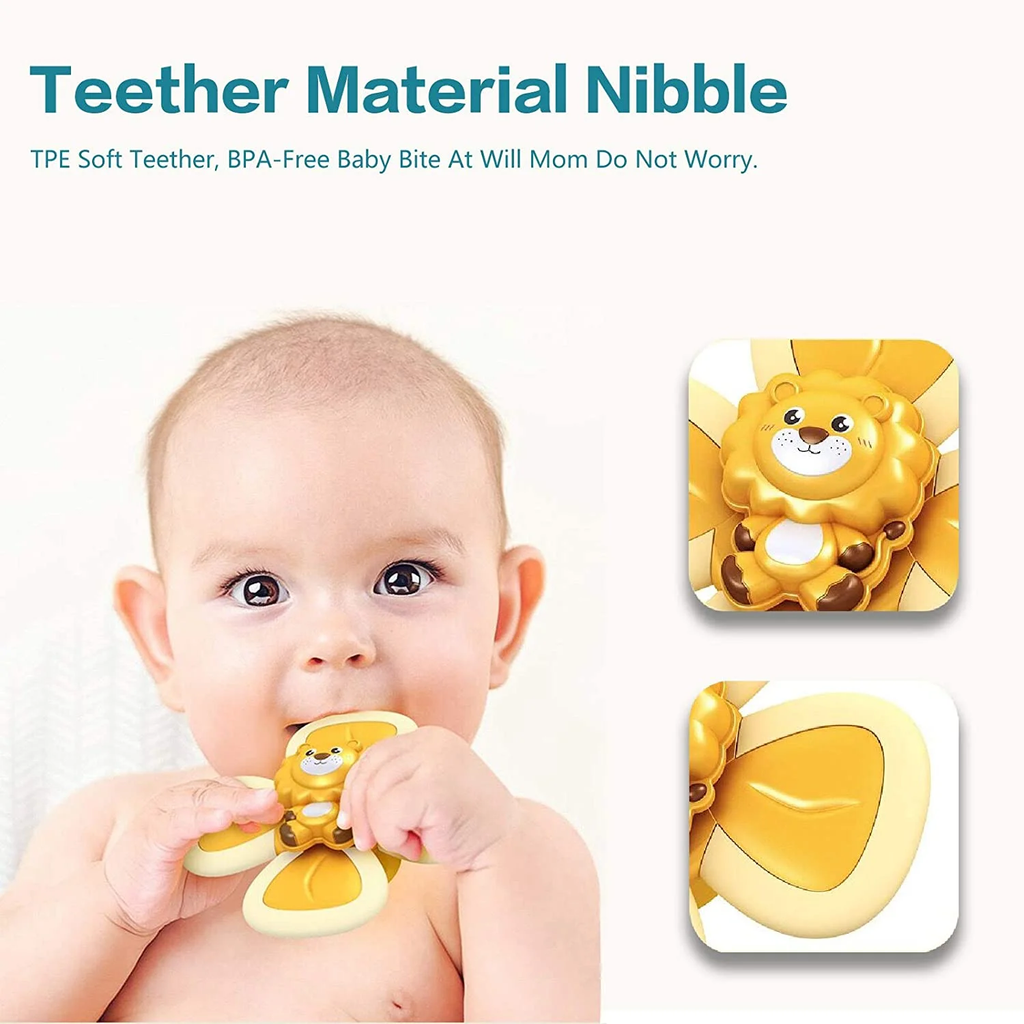 JHIJHOO Suction Cup Spinner Top Toy, Baby Early Learner Toys, Bath Toys for Kids(3PCS )