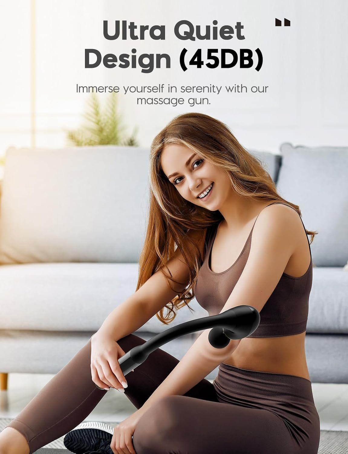 Deep Tissue Massage Gun with Extended Handle – Portable Muscle Massager for Neck, Back and Full Body Relief