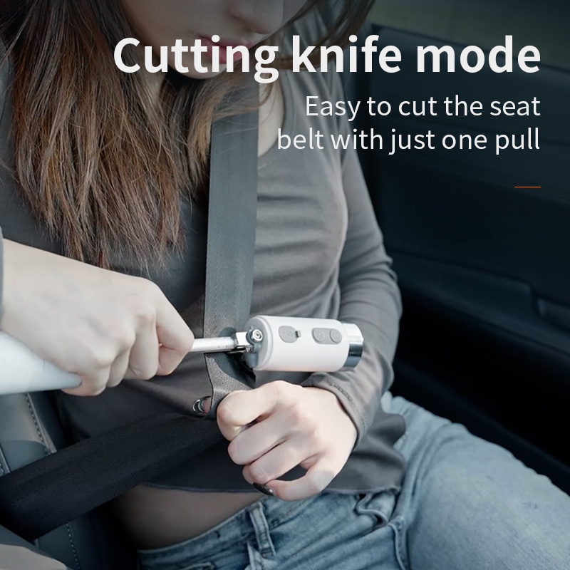 Portable Car Safety Hammer with Flashing Warning Light – Multi Function Emergency Tool with Seat Belt Cutter