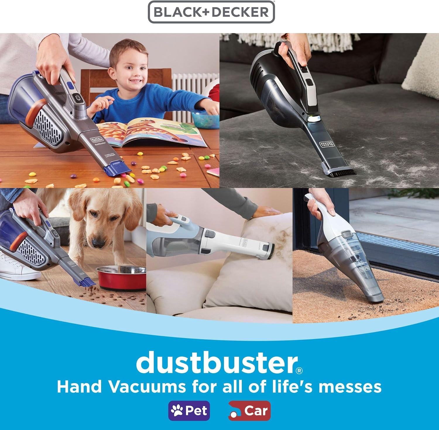 BLACK+DECKER QuickClean Cordless Handheld Vacuum with Washable Filter and Built-In Crevice Tool - White